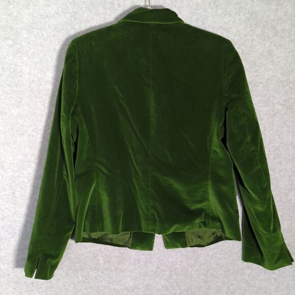 TALBOTS Collection Green Velvet Blazer Jacket One Button Retro 12 Y2K - Picture 2 of 7
